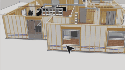 A window being dragged along a framed wall in the Pascal editor while Bones re-frames the opening around it